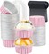 5oz Cupcake Pans with Dome Lids 100 Pack,LNYZQUS Aluminum Foil Small Cake Baking Tin,Disposable Ramekins Cupcake Baking Cups Containers,Mini Pie Pans Muffin Tins Jumbo Cupcake Liners-Pink